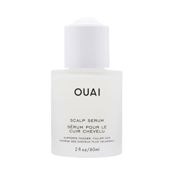 OUAI scalp serum bottle on a white background