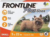 FRONTLINE Plus Flea and Tick Treatment for Small Dogs (5–22 lbs) – 6 Doses