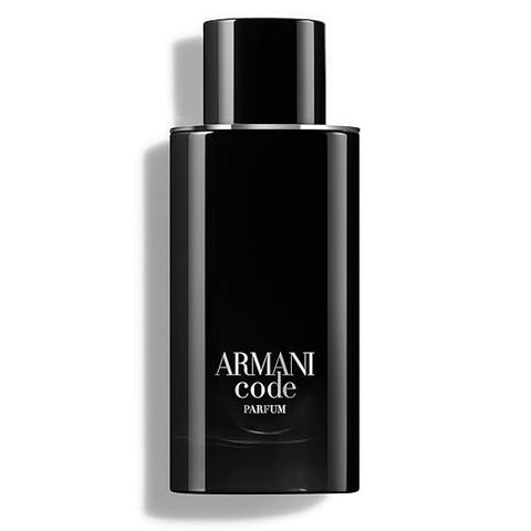 Black Armani Code perfume bottle on a white background