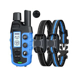 Dog training collar set with remote and two collars on a white background