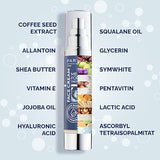 Face cream with ingredients listed on a light blue background