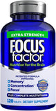 Focus Factor Extra Strength supplement bottle on a white background