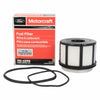 Motorcraft fuel filter with packaging on a white background