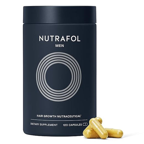 Nutrafol Men's hair growth supplement container with capsules on a white background