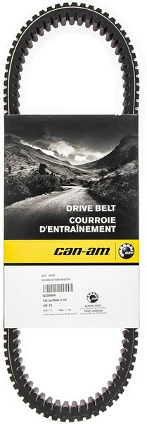 Can-Am drive belt with packaging on a scenic background