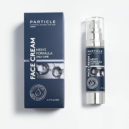 Particle Men's Formula Face Cream packaging and bottle on a white background