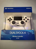 PlayStation DualShock 4 wireless controller packaging with blue and white design.