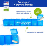 Prevagen Regular Strength 10mg neuroprotective supplement with organizer.