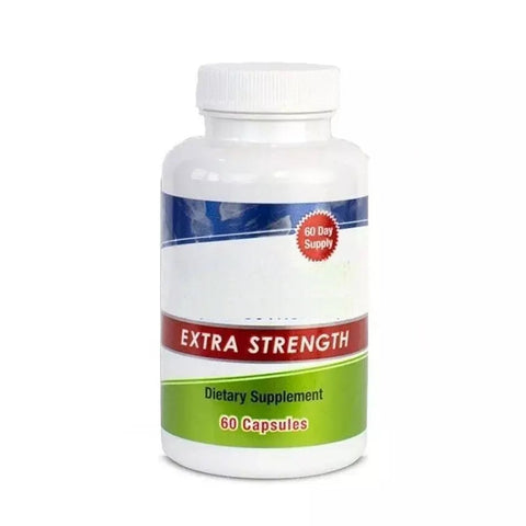 Supplement bottle labeled 'Extra Strength' with a white background