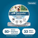 Seresto dog collar packaging with a blue background