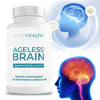 Supplement bottle labeled 'Ageless Brain' by Pure Health Research with brain imagery on a white background