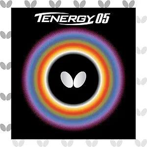 Tenergy 05 butterfly table tennis ball packaging with colorful ring design on a black background