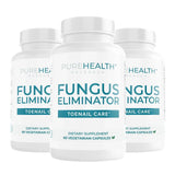 Three bottles of Pure Health Research Fungus Eliminator on a white background