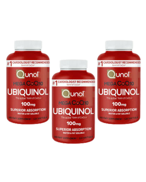 Qunol Mega Ubiquinol 100mg CoQ10, Superior Absorption, Patented Water and Fat Soluble Natural Supplement Form of Coenzyme Q10, Antioxidant for Heart Health, 100 Count Softgels