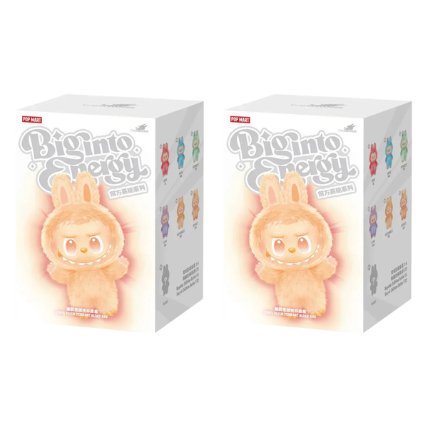 Two boxes of 'Big into Energy' with a cartoon character on a white background