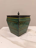 Handcrafted Square Lacquer Decorative Box with Lid - Hand-Painted Floral Keepsake Organizer - Traditional Artisan Wooden Jewelry & Trinket Box - Ethnic Tabletop Decor Accent