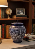 Hand-Painted Ceramic Ginger Jar with Lid – Decorative Black & White Storage Jar, Traditional Art Design for Home Décor, Living Room, Kitchen or Shelf Display