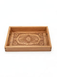 Decorative Wooden Tray Set with Traditional Brass Work (Set of 3)