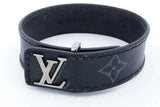  bracelet with silver logo on a white background