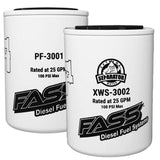 Two FASS diesel fuel filters on a white background