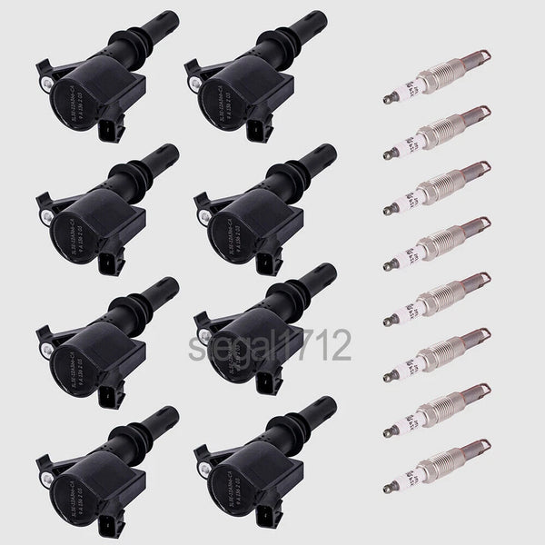 08-Piece Ignition Coil & Spark Plug Set (8x DG511 + 8x SP546) – OEM Style for Ford V8 4.6L / 5.4L / 6.8L Engines