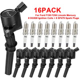 16 pcs Ignition Coil & Spark Plug Set – 8 × DG508 Coils + 8 × SP479 Spark Plugs for Ford 4.6L/5.4L/6.8L V8 Engines